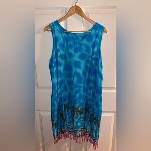 Vintage Tropical Palm Tree Dress, Perfect beach cover up, VTG Tropical Dress